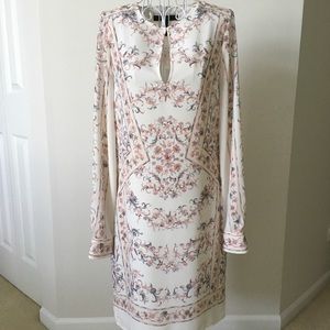 BCBG Freya Scarf Print Tunic Dress in Gardenia